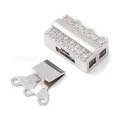 Brass Micro Pave Clear Cubic Zirconia Box Clasps&nbsp;KK-C031-10P