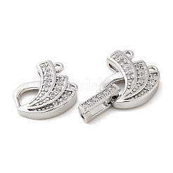 Rack Plating Brass Micro Pave Clear Cubic Zirconia Fold Over Clasps&nbsp;KK-H447-15P