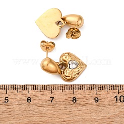 304 Stainless Steel Heart Dangle Stud Earrings&nbsp;EJEW-S279-02G