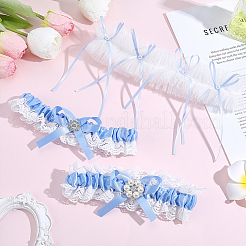 2Pcs Polyester Bride Bowknot Garter Leg Ring for Women&nbsp;AJEW-ME0003-25
