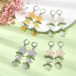 Flower of Life Glass & Acrylic Dangle Leverback Earrings&nbsp;EJEW-JE05558