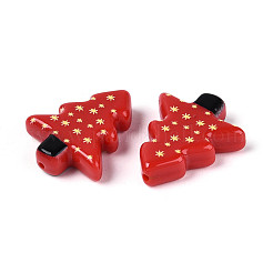 Christmas Printed Opaque Resin Beads&nbsp;RESI-N043-27B