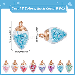 64Pcs 8 Colors Glass Pendants&nbsp;GGLA-GA0001-07A