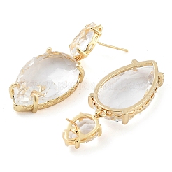 Glass Teardrop Dangle Stud Earrings&nbsp;EJEW-Q800-16B-KCG