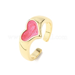 Brass Enamel Cuff Rings for Women&nbsp;RJEW-K264-04G