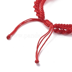 6Pcs 6 Color Brass Heart Braided Bead Bracelets Set&nbsp;BJEW-JB08828