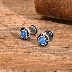 Stainless Steel Micro Pave Cubic Zirconia Stud Earrings&nbsp;PW-WGB72E2-01