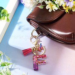 Alloy Resin Butterfly Keychains&nbsp;KEYC-TADJ0002-02G-F