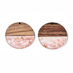 Transparent Resin & Walnut Wood Pendants&nbsp;X-RESI-T035-24-A01