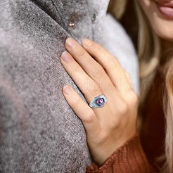 Glitter Enamel Nugget Open Cuff Ring&nbsp;JR920A