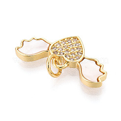 Brass Micro Pave Clear Cubic Zirconia Pendants&nbsp;KK-N268-09G