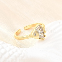 Ocean Theme Brass Micro Pave Cubic Zirconia Cuff Rings for Women&nbsp;LS-RJEW-F184-17D-G