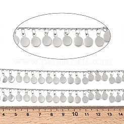 304 Stainless Steel Link Chains with Blank Disc Charms&nbsp;STAS-D391-02P