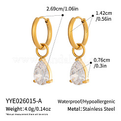 304 Stainless Steel Pave Cubic Zirconia Hoop Dangle Earrings for Women&nbsp;EU1593-1