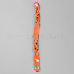 Imitation Leather Simple Plain Cord Bracelet with Buckles&nbsp;BJEW-TAC0010-01B-08