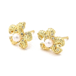 Starfish Brass Micro Pave Clear Cubic Zirconia Stud Earrings&nbsp;EJEW-L305-03G