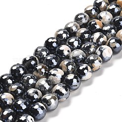 Electroplated Natural Fire Crackle Agate Round Beads Strands&nbsp;G-G0006-A02-08