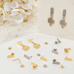40Pcs 2 Colors 201 Stainless Steel Stud Earrings Finding&nbsp;FIND-DC0006-57