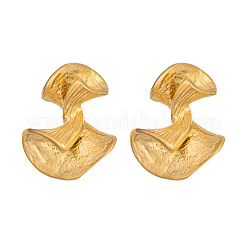 Fan-Shaped Textured 304 Stainless Steel Stud Earrings for Women&nbsp;LS-UH9898