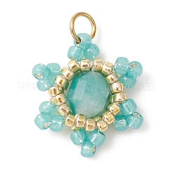 5Pcs 5 Style Natural Mixed Stone & Seed Beaded Pendants&nbsp;PALLOY-MZ00161