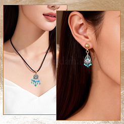 32Pcs 8 Styles Alloy with Synthetic Turquoise Chandelier Component Links&nbsp;FIND-SZ0019-81