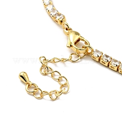 Heart with Evil Eye Enamel Link Bracelet with Clear Cubic Zirconia Tennis Chains&nbsp;BJEW-G650-04G