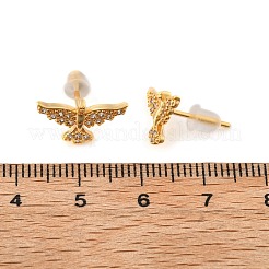 Eagle Brass Micro Pave Clear Cubic Zirconia Stud Earrings&nbsp;EJEW-B131-06G