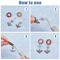 16 Pairs 2 Style Flower & Ring Wood Stud Earring Findings&nbsp;DIY-DC0002-88