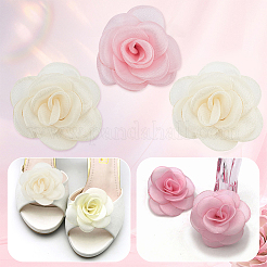 4pcs 2 colors Detachable Artificial Rose Organza Shoe Decoration&nbsp;AJEW-CP0001-82