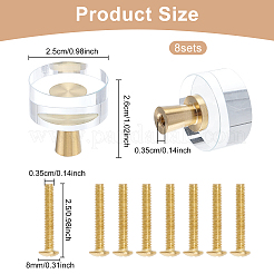 Brass & Glass Round Cabinet Door Knobs&nbsp;LS-FIND-WH0097-16G