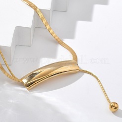 304 Stainless Steel Curved Tube Snake Chain Necklaces for Women&nbsp;NJEW-Z061-04G-01