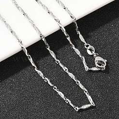 2MM Brass Textured Flat Bar Link Chains Necklaces for Men Women&nbsp;NJEW-L012-08P