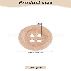 Flat Round Wood Buttons&nbsp;DIY-LP0001-14A