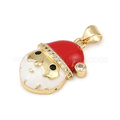 Christmas Brass Micro Pave Cubic Zirconia Enamel Pendants&nbsp;KK-B164-01G-02