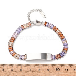 304 Stainless Steel Glass Link Chain Bracelets&nbsp;BJEW-G753-03P-03