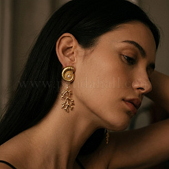 Alloy & Imitation Pearl Shell Shape with Coral Stud Earrings for Women&nbsp;WG4E17D-01