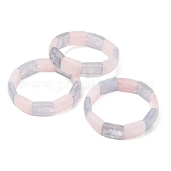 Rectangle Natural Rose Quaretz & Dyed White Jade Imitation Aquamarine Beaded Stretch Bracelets for Women Men&nbsp;GG-CBA9ACE-C05