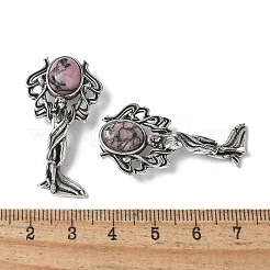 Angel Brass Natural Rhodonite Pendants&nbsp;KK-D361-02AS-28