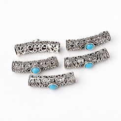Tibetan Style Alloy Hollow Tube Beads&nbsp;PALLOY-K210-07A-AS