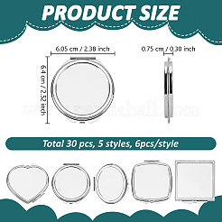 30Pcs 5 Styles Portable Glass Compact Mirror&nbsp;MRMJ-GO0001-14