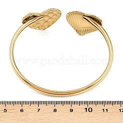 304 Stainless Steel Heart Cuff Bangles for Women&nbsp;BJEW-A154-01B-G