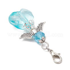 5Pcs Heart Angel Glass & Acrylic Pendant Decorations&nbsp;HJEW-JM03755