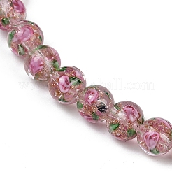 Handmade Glod Sand Lampwork Beads Strands&nbsp;LAMP-B028-03A-10mm