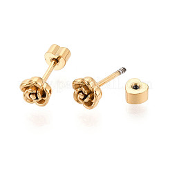 304 Stainless Steel Flower Stud Earrings&nbsp;EJEW-K268-48G