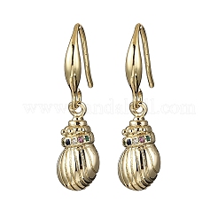 Brass Micro Pave Colorful Cubic Zirconia Dangle Earrings&nbsp;EJEW-F362-13G