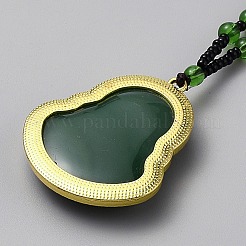 Alloy Glass Buddha Pendant Glass Beaded Necklaces&nbsp;NJEW-WH0020-82
