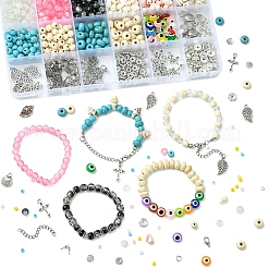 DIY Summer Glass & Synthetic Magnesite & Shell Bangle Making Kits&nbsp;DIY-FS0007-91