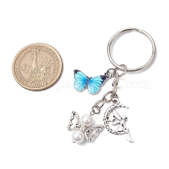 5Pcs Iron Alloy Shell Pearl Keychains&nbsp;KEYC-JKC01228