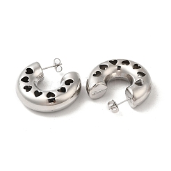 Tarnish Resistant 304 Stainless Steel Round with Heart Stud Earrings&nbsp;EJEW-Z022-24P