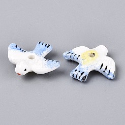 Hand Painted Peace Dove Porcelain Beads&nbsp;PORC-N013-05